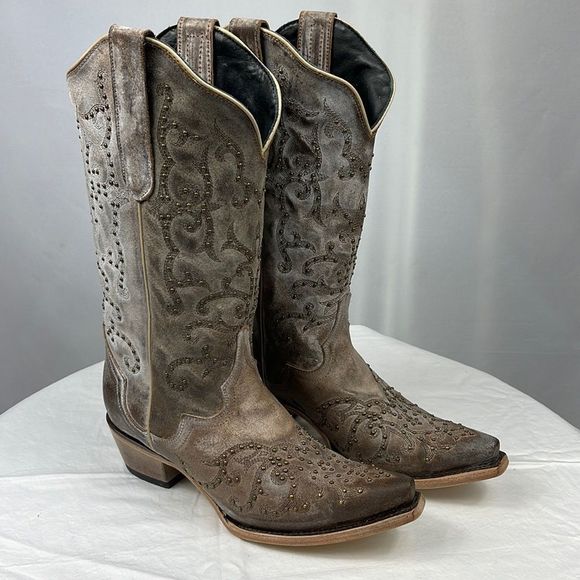 JB Dillon Reserve Boots Snip Toe Studded Distressed Coloring Cowboy NEW … - Picture 1 of 10
